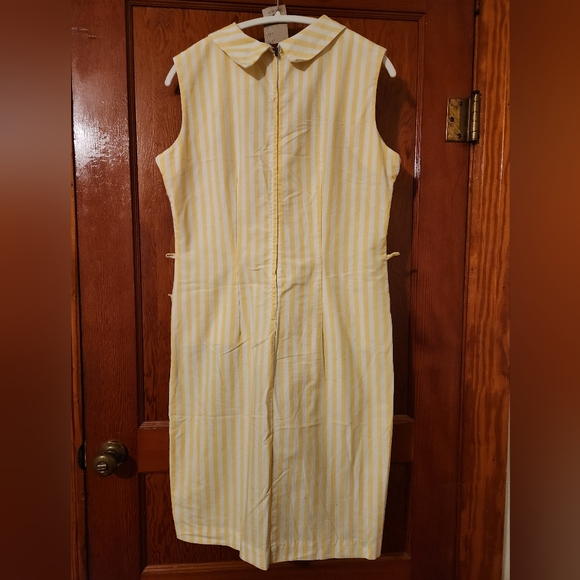 1960s Union Made Mod Vintage Yellow & White Stripe Shift Dress - Picture 3 of 8